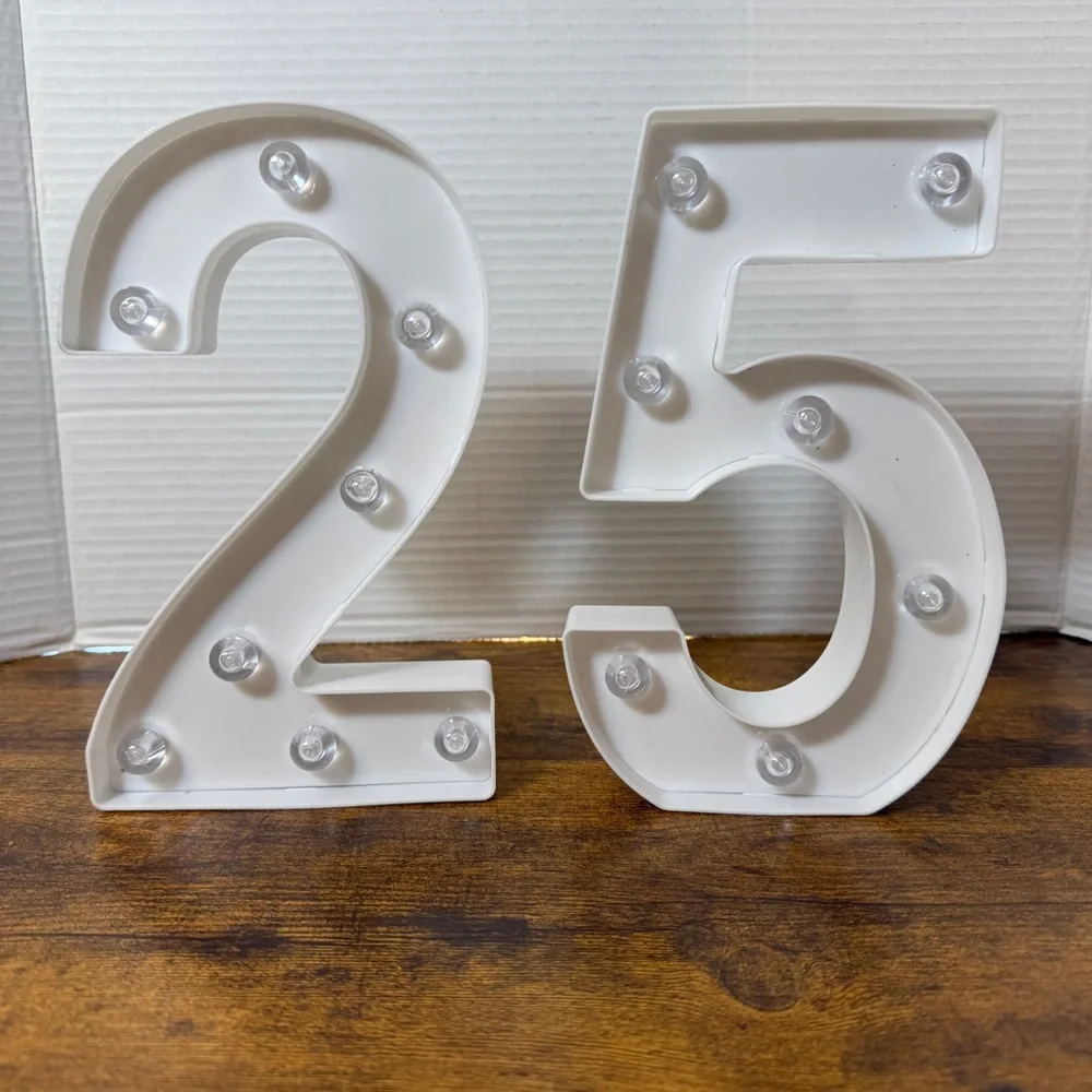20th Birthday Anniversary Light Up Number Decorations Lights Plastic LED Battery
